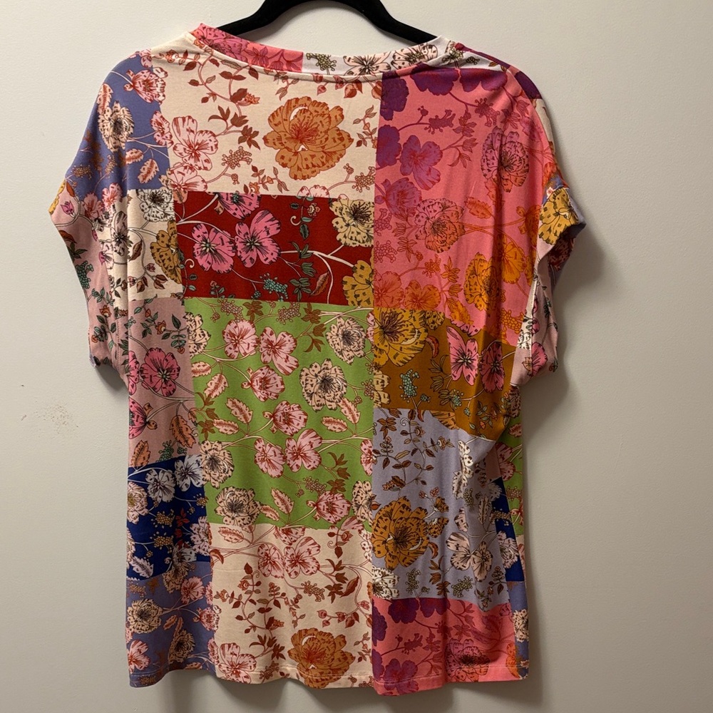 Johnny Was Multicolor Patchwork Short Sleeve Top - image 4